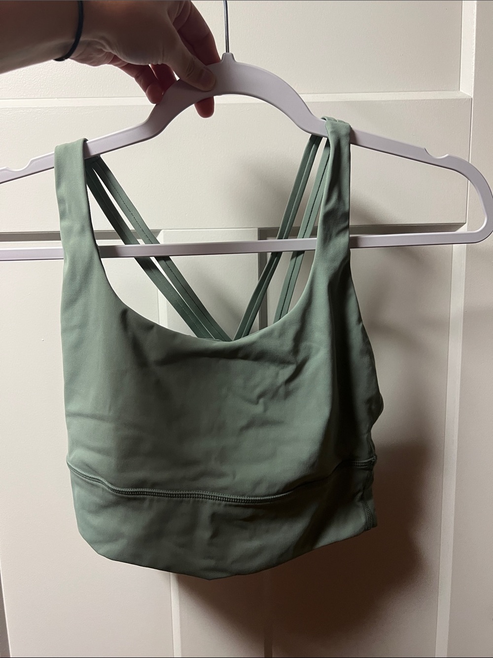 Women’s Strappy Back Bralette Crop Top – Sage Green